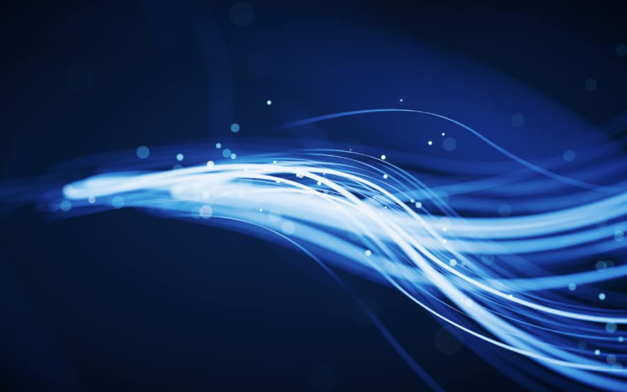 Flowing curves with glowing neon lines, 3d rendering